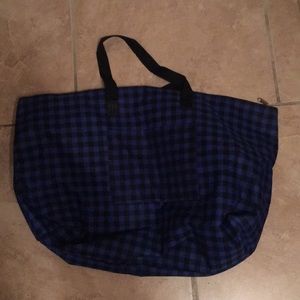 Checked Front Pocket Tote Bag Travel Beach